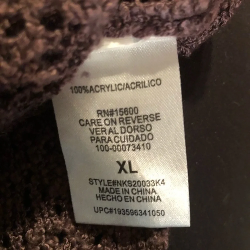 Rewind Sweater Xl Womens Purple‎ Open Knit Lace Up Long Sleeve Acrylic A12